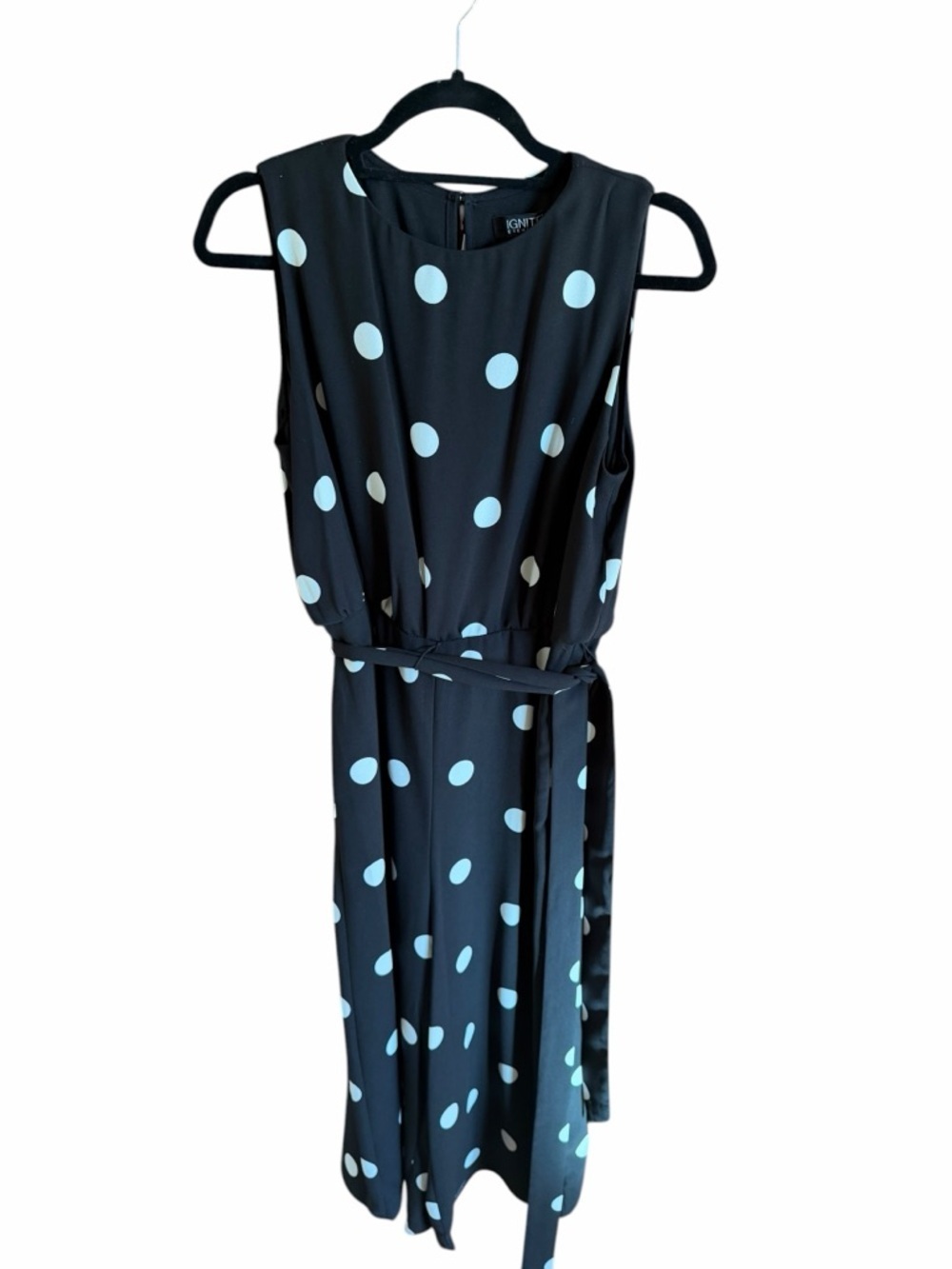 Ignight Evenings Polka Dot Black & White Sleeveless Jumpsuit with Pockets - Picture 2 of 5